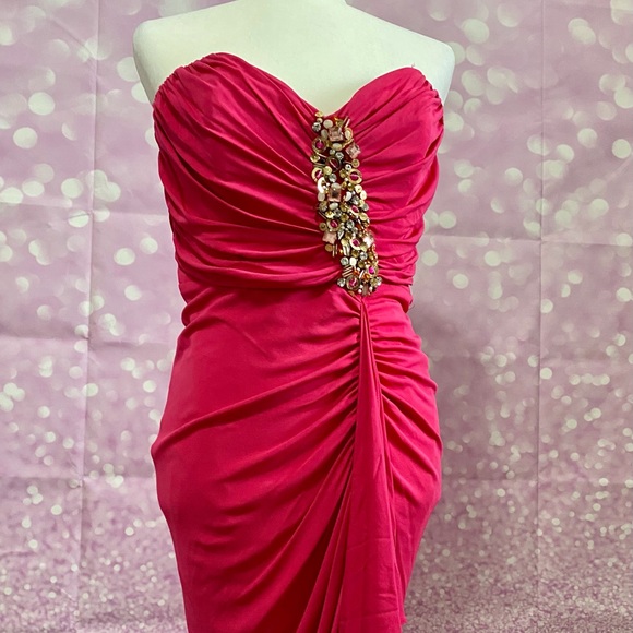 NWT Badgley Mischka strapless with sequin/rhinestone cascade PROM CRUISE GALA - Picture 12 of 16